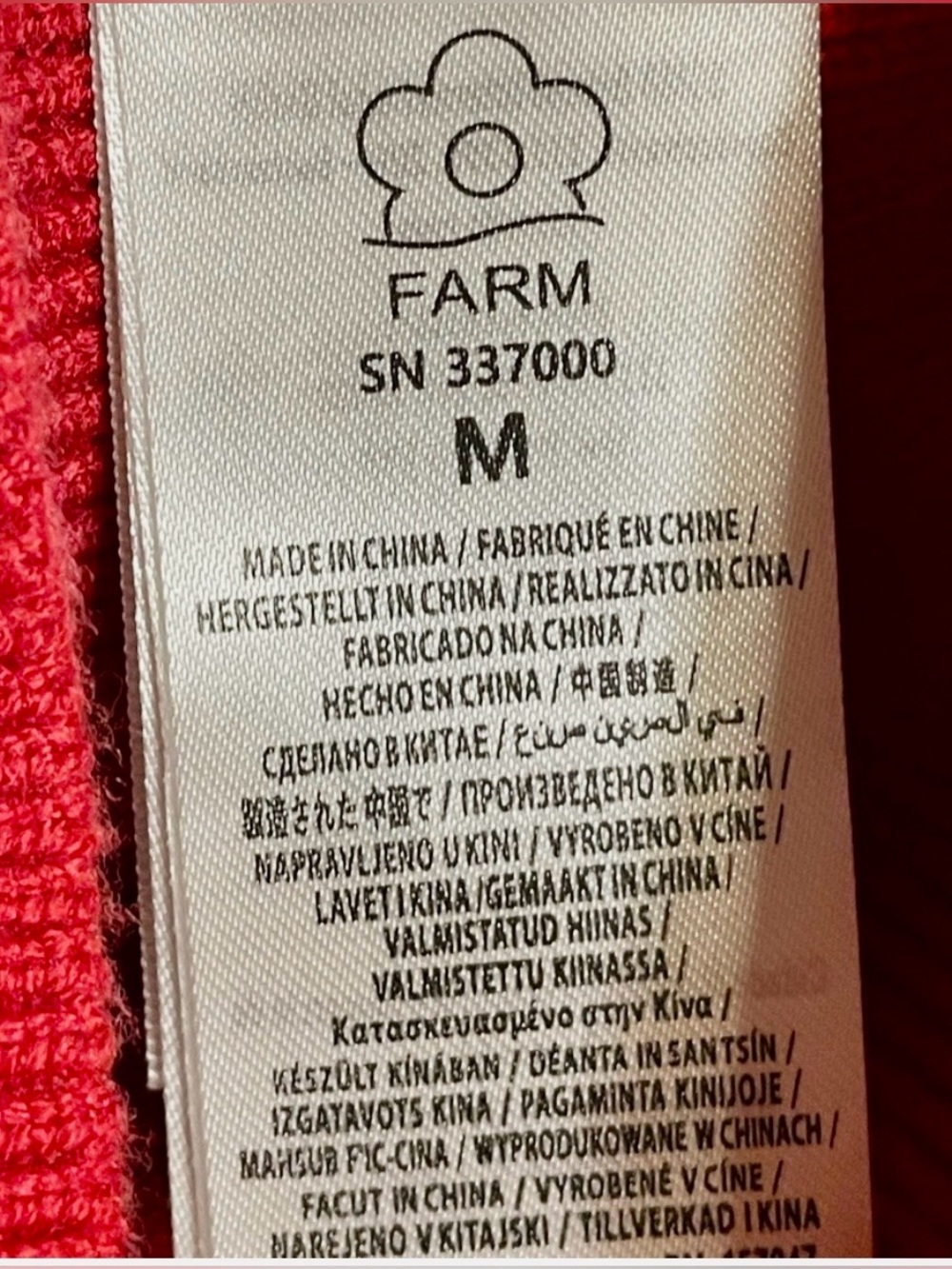 FARM Rio Red Ribbed Long-Sleeve Crop Top - Picture 7 of 8